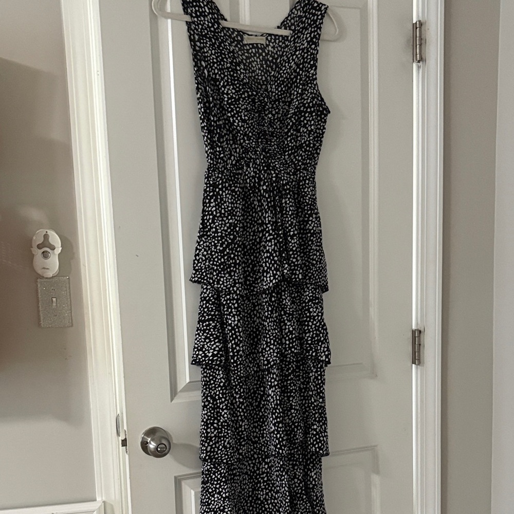 Chic Black and White Polka Dot Maxi Dress